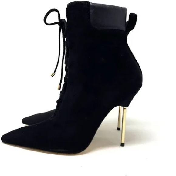 Good American Scandal Bootie NIB SIZE 8 Black & Gold - Picture 2 of 7